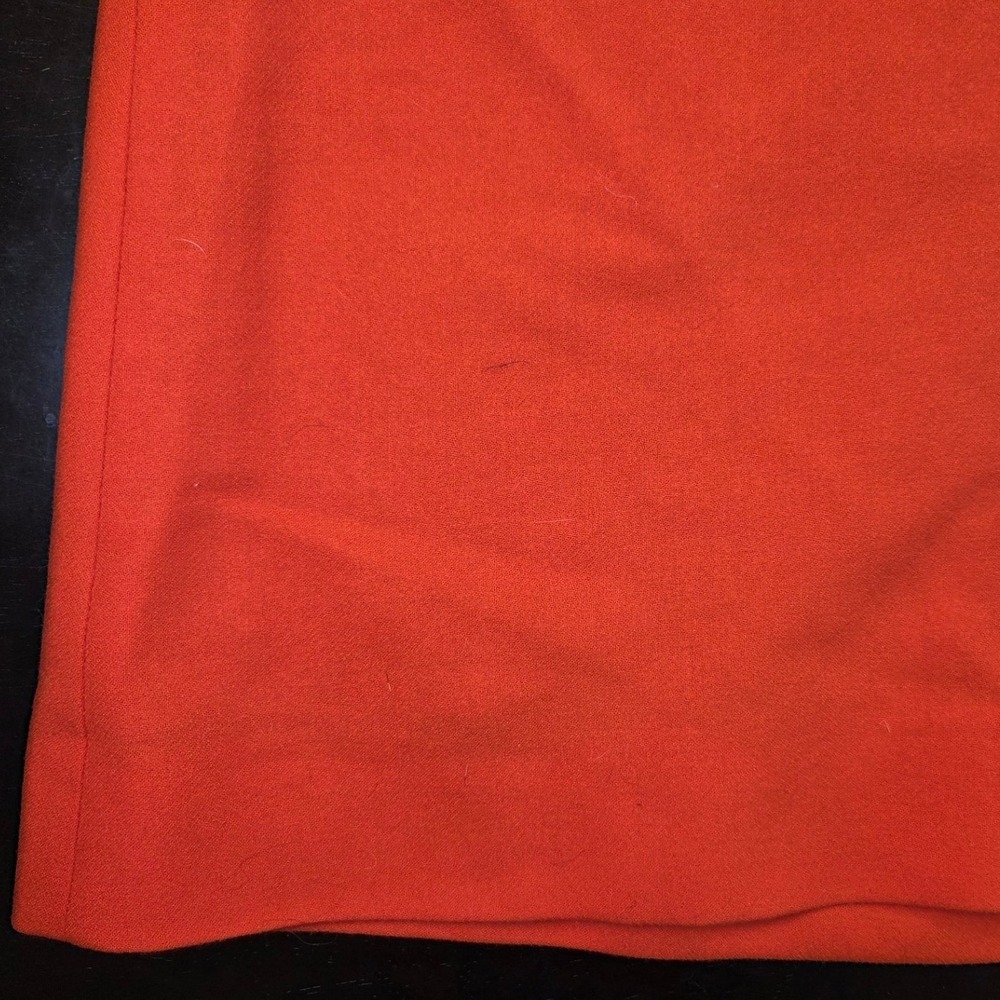 COS Orange Wool Blend Belted Collarless Dress Womens Size 6 Patch Pockets - Picture 2 of 7